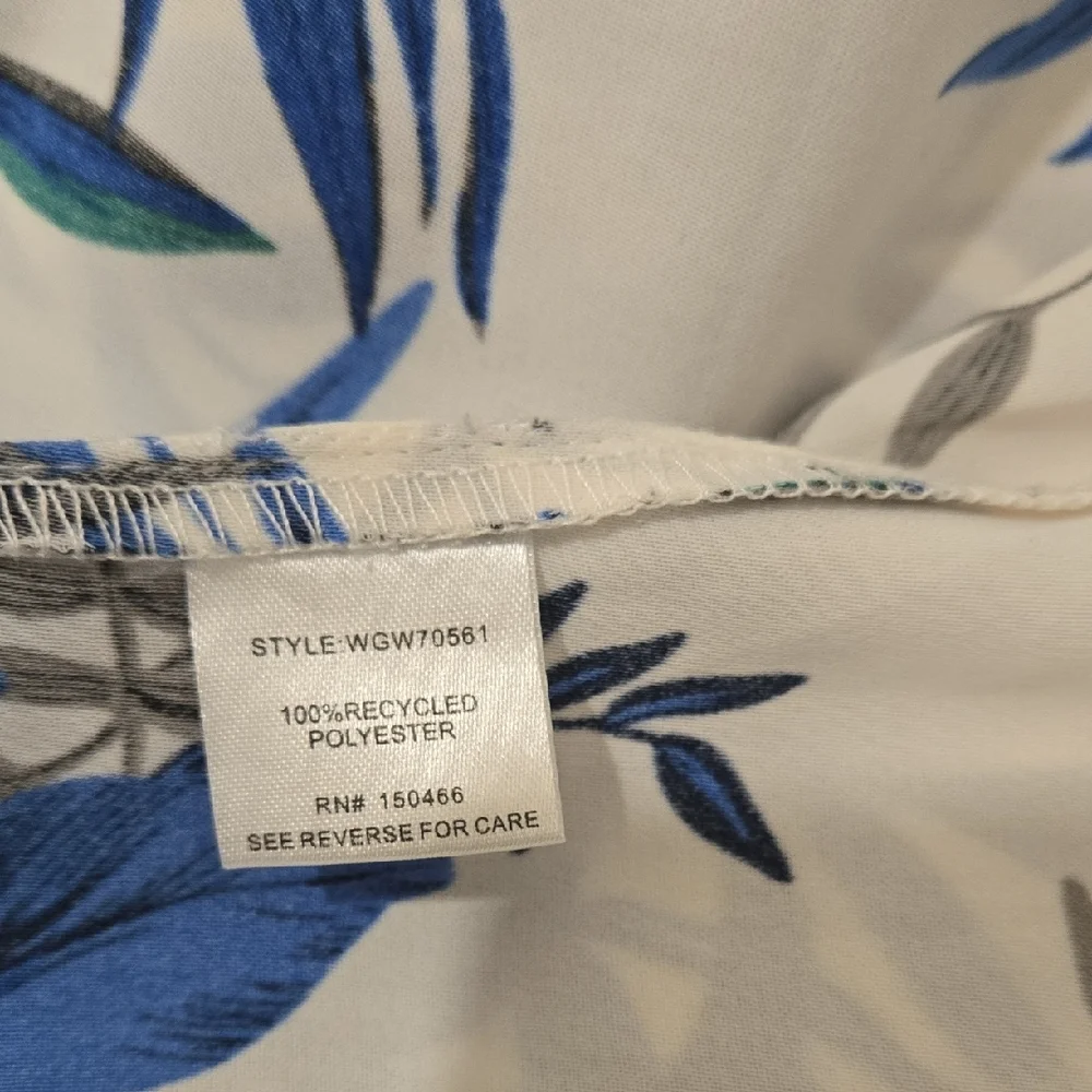 41 Hawthorn Blue and White Leaf Print Dress - Picture 14 of 14